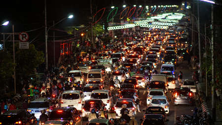 traffic jam in semarang indonesiaのeditorial素材