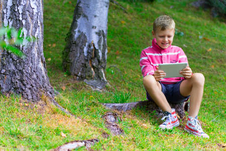 child using the tabletの写真素材
