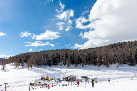 Ski resort with track and ski liftのeditorial素材