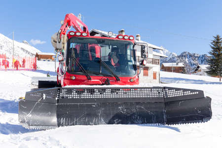 snow groomer at a ski resortの写真素材