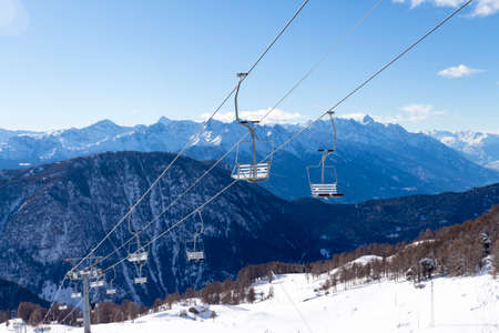 Ski resort with track and ski lift