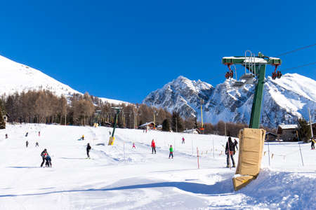Ski resort with track and ski lift