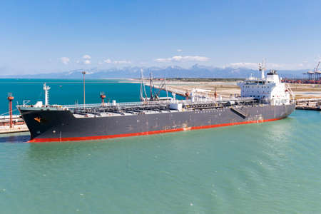 Tanker ship anchored in a harbor