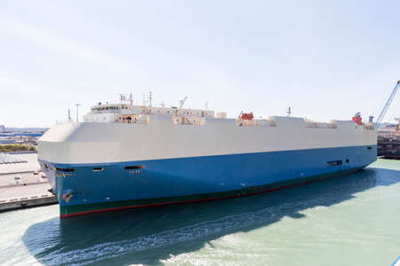 Cargo ship moored at the harborの写真素材