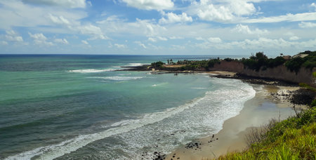 orange cliffs in Tabatinga Beach. Conde, Paraiba, Brazilの写真素材
