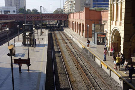 boarding platform of the Luz Station in Sao Paulo cityのeditorial素材
