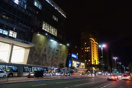 Sao Paulo, Brazil: streetview at Paulista avenue, night