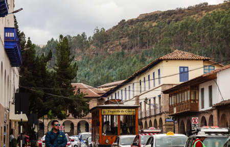 cityscape of Cusco, Peru. streetview. ancient architecture and urban scapeのeditorial素材
