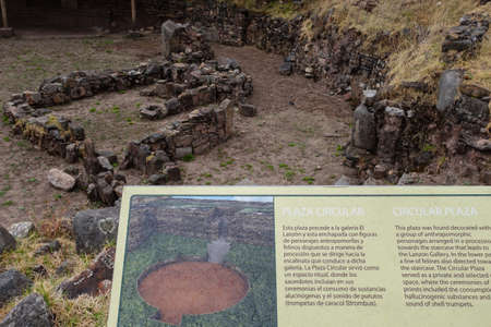 Chavin archaeological site, Peru. Pre-inca ruins of historical cultureのeditorial素材