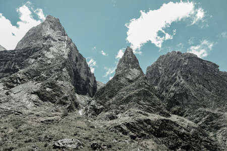 Huaraz, Peru: the Huascaran rock mountains on the Cordilldera Blancaの写真素材