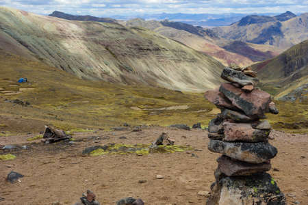 Palccoyo rainbow mountains, in Cusco, Peru. Colorful landscape in the Andes