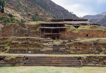 Chavin archaeological site, Peru. Pre-inca ruins of historical cultureの写真素材