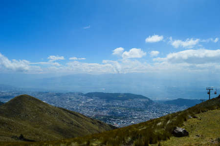 Panoramic of Quito, Ecuador, from the belvedere at the top of the cable carの写真素材