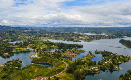Guatape dam from top of Penol Rock in Medellin, Colombiaの写真素材