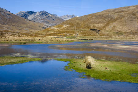 Patococha lagoon, at Huascaran National Park, in Peruvian Andesの写真素材