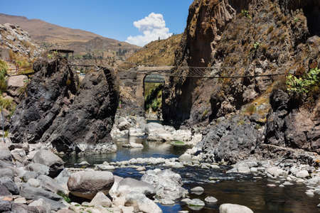 Arequipa, Peru: Colca river on valley of Canyon del Colca. Famous tourist site on Peruvian andes
