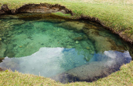 Stream from the glaciers of Huascaran mountains, on Huaraz, Peruvian Andesの写真素材