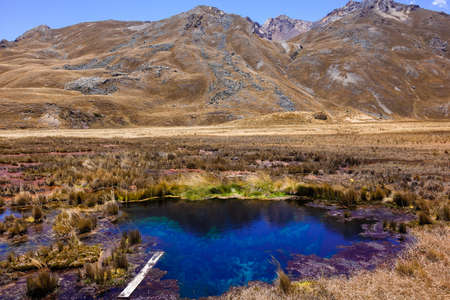 Huaraz, Peru: colorful water source, on the way to Pastoruri Glacier, at Huascaran National Parkの写真素材