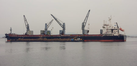 DIONYSUS Bulk Carrier ship during transshipment operation, on Guanabara bay, Rio de Janeiro.のeditorial素材