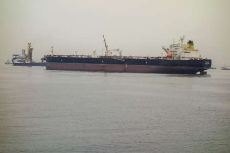 Petrobras BR crude oil tanker PORTINARI ship, on Guanabara bay, Rio de Janeiro. high quality photoのeditorial素材