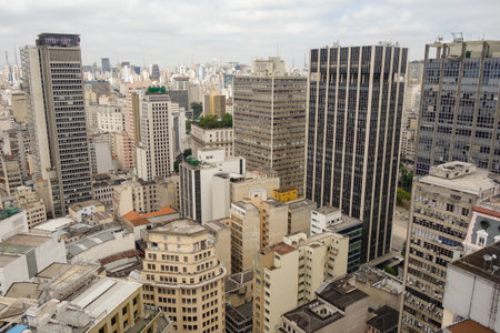 Sao Paulo cityscape, panoramic aerial view. Skyscrapers of big metropolisの写真素材