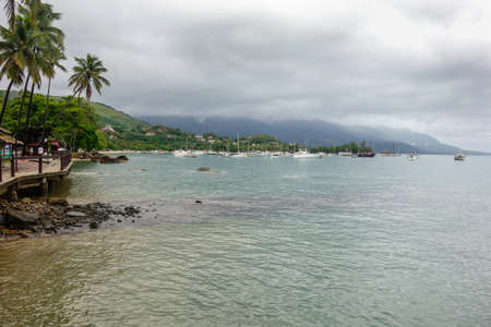 view of paradisiac beach in Ilhabela island in Sao Paulo coastline, Brazil.の写真素材