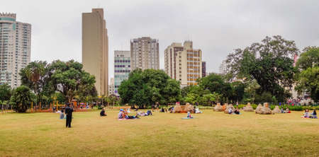Sao Paulo, Brazil: people having leisure in Parque Augusta city park, at cloudy dayのeditorial素材