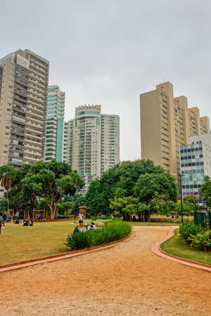 Sao Paulo, Brazil: people having leisure in Parque Augusta city park, at cloudy dayのeditorial素材