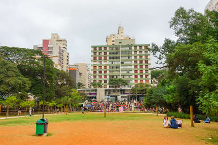 Sao Paulo, Brazil: people having leisure in Parque Augusta city park, at cloudy dayのeditorial素材