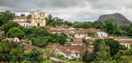 panoramic view of Tiradentes historic city, in Minas Gerais, Brazil.の写真素材