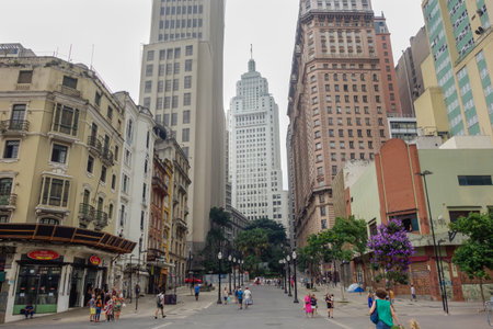 Sao Paulo, Brazil - 01.28.23: downtown of Sao Paulo city with old skyscrapers.のeditorial素材