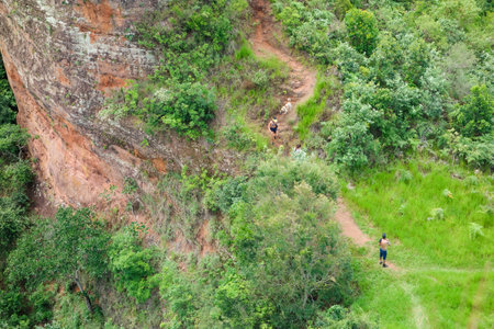rock formations at Tres Pedras in Botucatu, Sao Paulo state, Brazilの写真素材