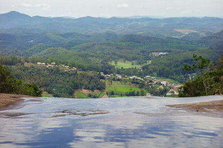 water mirror waterfall in Domingos Martins, Espirito Santo state, Brazil.の写真素材