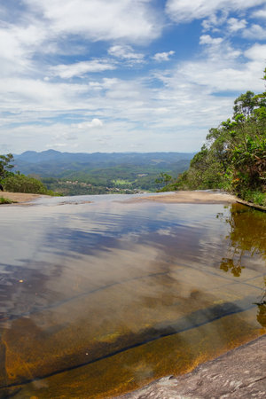 water mirror waterfall in Domingos Martins, Espirito Santo state, Brazil.の写真素材