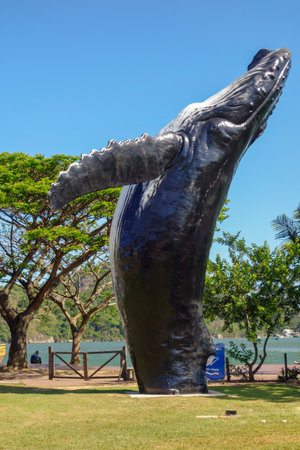Vitoria, ES, Brazil - 11 03 23: humpback whale sculpture at Pope Square. Baleia Jubarte spaceのeditorial素材