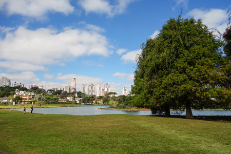 Barigui park in Curitiba, Brazil, on sunny day. Panoramic.の写真素材
