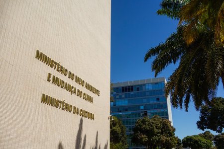 Exterior view of the Ministry of environment, climate change and culture building in Brasilia, Brazilの写真素材