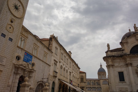 Dubrovnik, Croatia: ancient architecture in Stradun main street of the old town.の写真素材