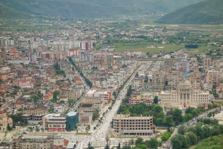 panoramic view of Berat city and Osum river in Albania. the UNESCO World Heritage Site.の写真素材
