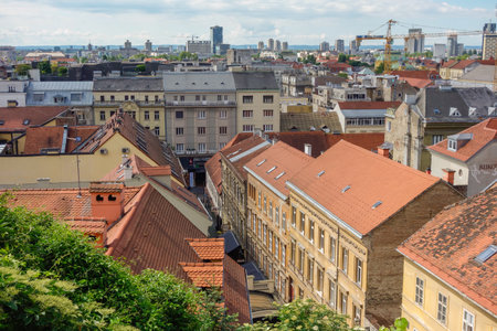 Zagreb, Croatia: rooftops of ancient buildings in old town, cityscape.