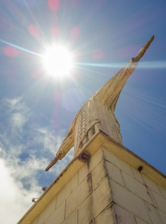 Pocos de Caldas, MG, Brazil - 01.26.2026: Christ redeemer statue of city, low angle.のeditorial素材