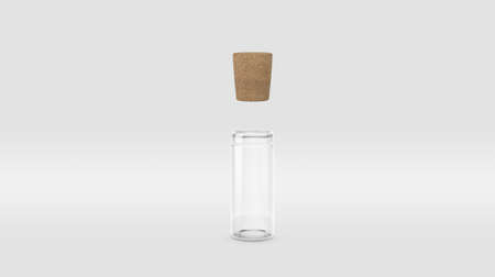 Transparent Flask With Cork Removed for Souvenir and Product Mockup Isolated on White Backgroundの写真素材