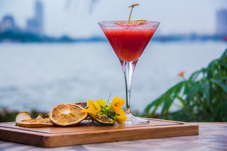 A fruits cocktail Drink and Juice, shot is selective focus with shallow depth of field. Photos taken...