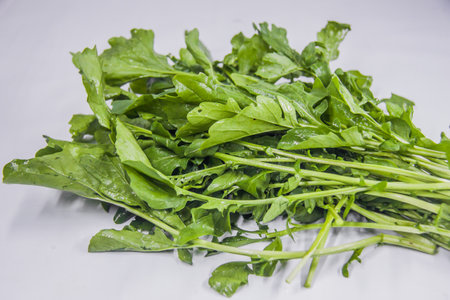 raw organic watercress fresh food photography, studio shot, green vegetables salad, antioxidant,...