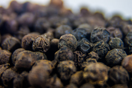 Black pepper spicy food photography, aromatic flavoring fragrant tasty eating seeds, organic...