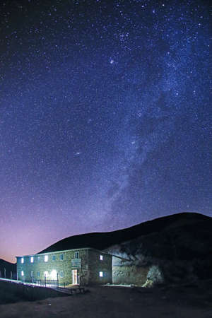 beautiful view with sky full of starsのeditorial素材