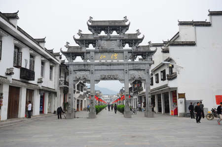 Old street and buildings at Jiangwanのeditorial素材