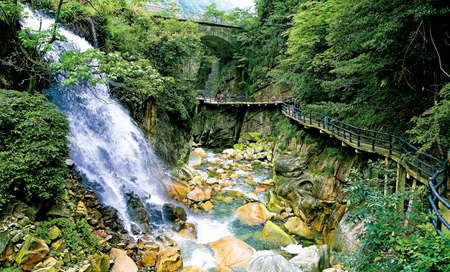 People walking on the plankのeditorial素材