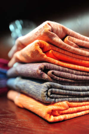 Closeup of folded clothの写真素材