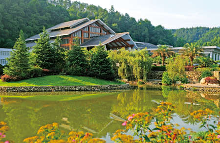 Buildings beside the riverのeditorial素材